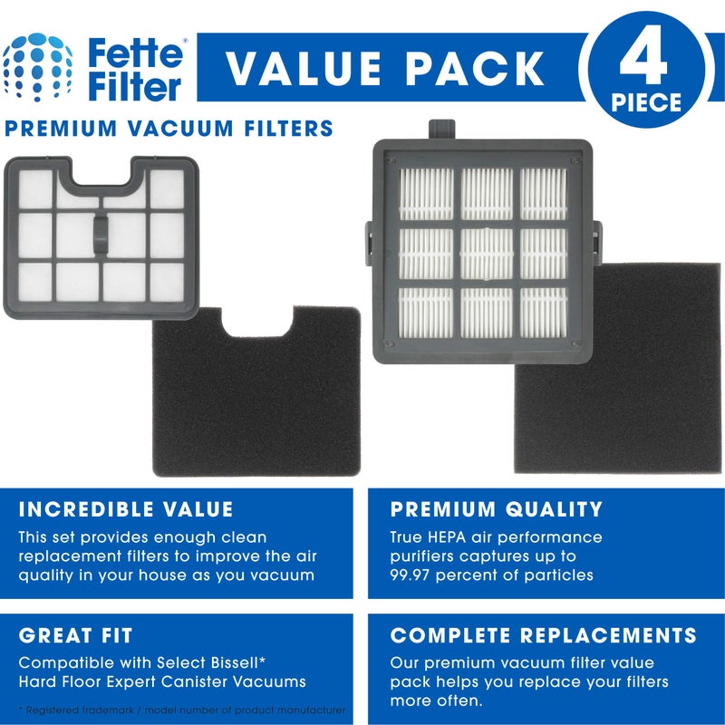 Fette Filter - Filter Set Compatible with Bissell Hard Floor Expert Canister Vacuum Series 1154 & 1161 Contains- 1 PreMotor 1 Sponge 1 Post Motor 1 Foam Part #s 1602084, 1602085, 1602086, 1602094. - Image 2